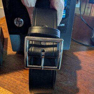 black belt with a silver buckle